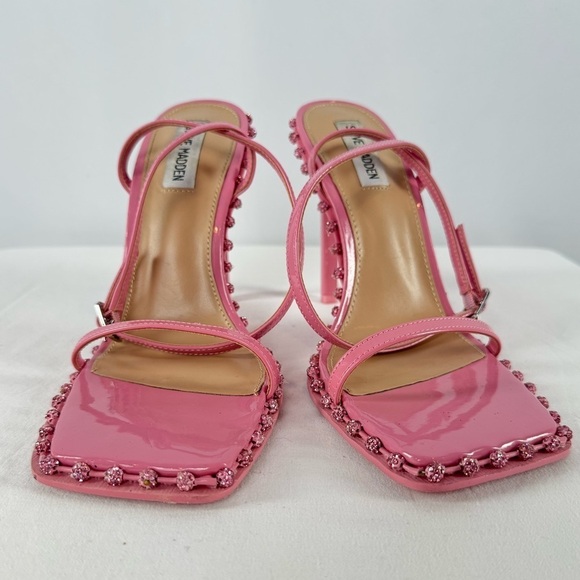 Steve Madden Zelle Square Toe Rhinestone Heels in Pink Size 9 - Picture 5 of 11